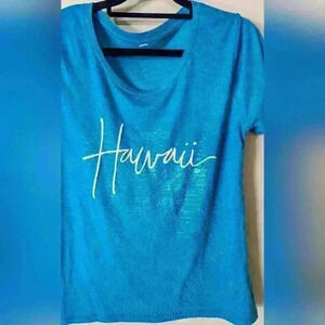 Baby Soft Hawaii Logo Short Sleeve T-shirt Turquoise Size Medium